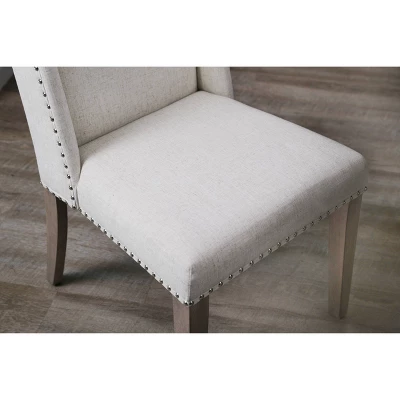 Set Of 2 Marjorie Acacia Upholstered Dining Chair Cream/Gray - Abbyson Living 4 Set Of 2 Marjorie Acacia Upholstered Dining Chair Cream/Gray - Abbyson Living - Image 4