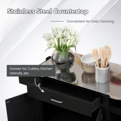 Costway Kitchen Island Cart Rolling Utility Trolley Stainless Steel Top Wine Rack -Cozy Living Deals Store GUEST b168deea 9d47 40c8 8f7c d4a666ca7fd3