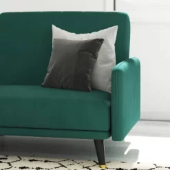 Emma And Oliver Premium Padded Upholstered Split Back Sofa Futon With Vertical Channel Tufting And Wooden Legs -Cozy Living Deals Store GUEST b17ea35e 18b7 4a5a 8ffd e03fb7932477