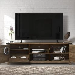 70" Prestwick Gaming Ready Wood TV Stand With 2 Doors And Shelves For TVs Up To 78" Knotty Oak Top - Hillsdale Furniture -Cozy Living Deals Store GUEST b18016c0 1a7b 43e2 ae75 ba23571f8788