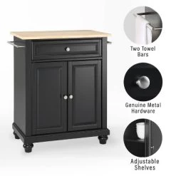 Cambridge Wood Top Portable Kitchen Island/Cart Black/Natural - Crosley -Cozy Living Deals Store GUEST b1bf6200 e89f 41a0 8600 42d3cfe9e12f