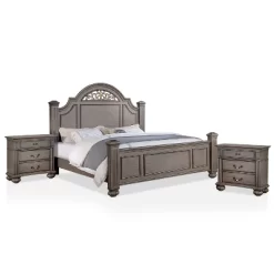 3pc Pennings Traditional Bed Set With 2 Nightstands Gray - HOMES: Inside + Out -Cozy Living Deals Store GUEST b1deb359 70a8 40ec 9e21 d80623285538