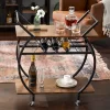 Jomeed Wood And Metal Portable Rolling Kitchen Bar Or Coffee Cart With 3 Bottle Horizontal Wine Rack With Handles And Lockable Casters, Gray Oak