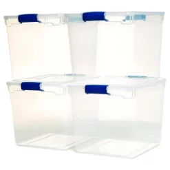 Homz 31 Quart Heavy Duty Clear Plastic Stackable Storage Containers, 4 Pack & 15.5 Quart Heavy Duty Clear Plastic Stackable Storage Containers, 4 Pack