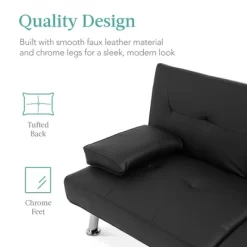 Best Choice Products Modern Faux Leather Convertible Futon Sofa W/ Removable Armrests, Metal Legs, 2 Cupholders 14 Best Choice Products Modern Faux Leather Convertible Futon Sofa W/ Removable Armrests, Metal Legs, 2 Cupholders -Cozy Living Deals Store GUEST b244eda2 89e7 419c 870a e2f1ef241a66