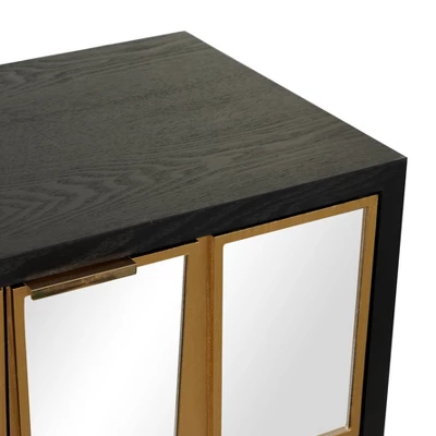 Glam Mirrored Wood Cabinet - Olivia & May 3 Glam Mirrored Wood Cabinet - Olivia & May - Image 3