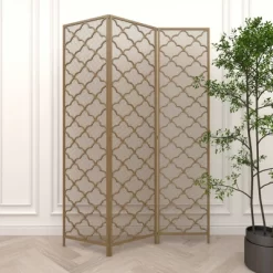 Modern Metal Filigree Room Divider Screen Gold - Olivia & May -Cozy Living Deals Store GUEST b2c94cb3 4e31 4bd5 8d2b 5cc00e964d5f