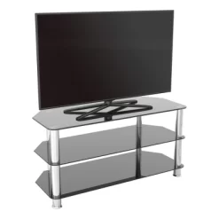 Glass Shelves TV Stand For TVs Up To 50" - Silver/Black -Cozy Living Deals Store GUEST b31f88e0 2045 4955 99e4 775d99cbe4ee