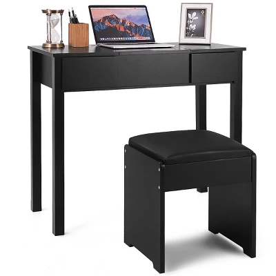 Costway Black Vanity Dressing Table Furniture Stool Storage Box 8 Costway Black Vanity Dressing Table Furniture Stool Storage Box - Image 8