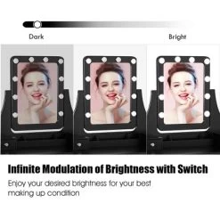 Costway Vanity Dressing Table Set W/ 10 Dimmable Bulbs Touch Switch Cushion Stool WhiteBlackBrown -Cozy Living Deals Store GUEST b366a0e5 847d 4cf6 8b93 b659362a04a5