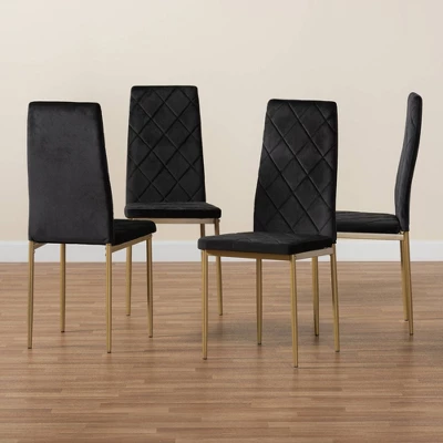 4pc Blaise Velvet Fabric Upholstered And Metal Dining Chair Set - Baxton Studio 6 4pc Blaise Velvet Fabric Upholstered And Metal Dining Chair Set - Baxton Studio - Image 6