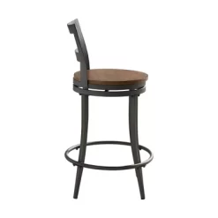 Set Of 2 24" Saroyan Swivel Metal & Wood Counter Height Barstool Graphite - Inspire Q -Cozy Living Deals Store GUEST b38b2c44 6968 4bff 9dd9 dec0a2643ece