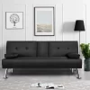 Yaheetech Convertible Futon Sofa Bed Tufted Fabric Futon With Cupholders And Pillows
