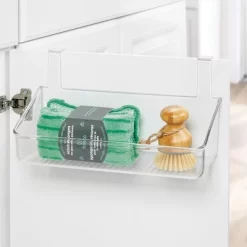MDesign Plastic Over Cabinet Door Hanging Home Storage Bin