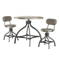 Dining Table Set Oak Metal - Acme Furniture