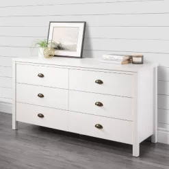 Boston 6 Drawer Dresser White - CorLiving