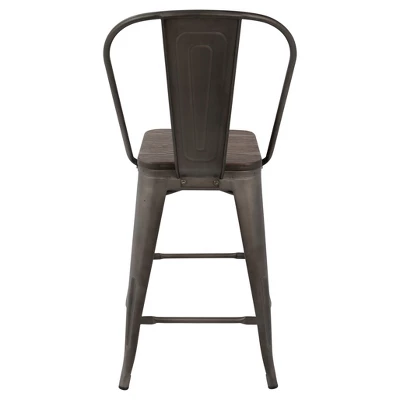 Set Of 2 24" Oregon Industrial High Back Counter Height Barstools - LumiSource 3 Set Of 2 24" Oregon Industrial High Back Counter Height Barstools - LumiSource - Image 3