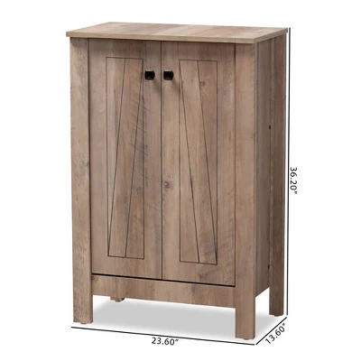 Derek Wood 2 Door Shoe Cabinet-Oak - Baxton Studio 8 Derek Wood 2 Door Shoe Cabinet-Oak - Baxton Studio - Image 8