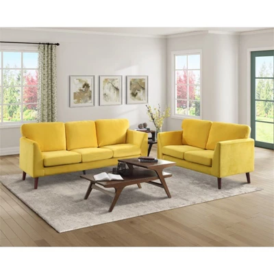 Tolley Velvet Loveseat In Yellow - Lexicon 1 Tolley Velvet Loveseat In Yellow - Lexicon