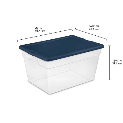 Sterilite Stackable 56 Quart Clear Home Storage Box With Handles And Marine Blue Lid For Efficient, Space Saving Storage And Organization (16 Pack) 3 Sterilite Stackable 56 Quart Clear Home Storage Box With Handles And Marine Blue Lid For Efficient, Space Saving Storage And Organization (16 Pack) - Image 3