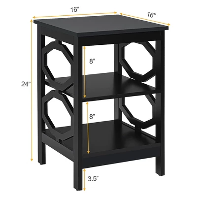 Costway 3-tier Nightstand Sofa Side End Accent Table Storage Display Shelf WhiteBlackEspressoGrey 2 Costway 3-tier Nightstand Sofa Side End Accent Table Storage Display Shelf WhiteBlackEspressoGrey - Image 2