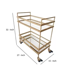 Modern Style Tubular Iron Bar Cart With 2 Mirrored Shelves Gold - The Urban Port -Cozy Living Deals Store GUEST b67d4452 3dcc 487a 8fbb 2c71ae7d7c60