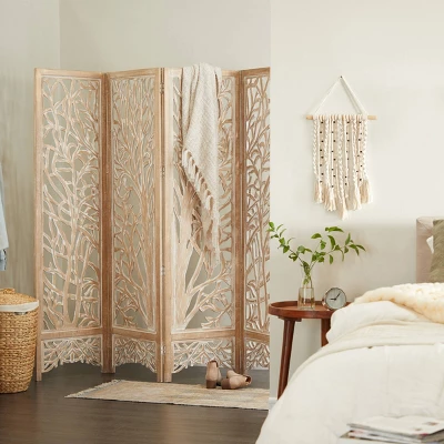 Modern Farmhouse Mdf Room Divider Screen Brown - Olivia & May 1 Modern Farmhouse Mdf Room Divider Screen Brown - Olivia & May