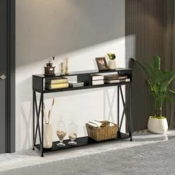 Costway Steel Frame Console Table With Open Shelf And Storage Compartments Black 10 Costway Steel Frame Console Table With Open Shelf And Storage Compartments Black -Cozy Living Deals Store GUEST b6d17b96 b75b 4655 8143 6bf952ea1c33
