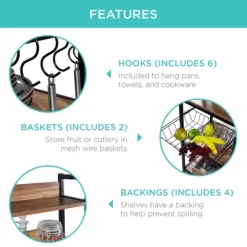 Best Choice Products 67in Counter-Height Baker's Rack W/ Locking Wheels, Adjustable Feet, 2 Wire Baskets -Cozy Living Deals Store GUEST b7b04d67 5e56 4998 977c c6914d81d7c0