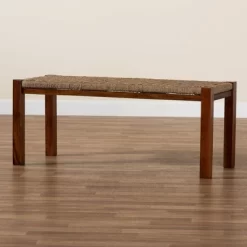 Hermes Natural Seagrass And Mahogany Wood Bench Walnut Brown - Bali & Pari -Cozy Living Deals Store GUEST b8202d91 981e 44f8 8d39 51a3fc8c8b37
