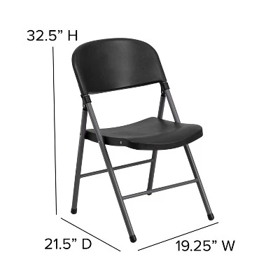 Emma And Oliver 6 Pack 330 Lb. Capacity Black Plastic Folding Chair - Charcoal Frame - Event Chair 4 Emma And Oliver 6 Pack 330 Lb. Capacity Black Plastic Folding Chair - Charcoal Frame - Event Chair - Image 4