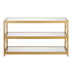 48" Modern X-Sided Gold And Bras Metal TV Stand - Henn&Hart
