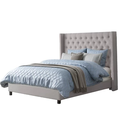 Queen Fairfield Tufted Fabric Bed With Wings - CorLiving 6 Queen Fairfield Tufted Fabric Bed With Wings - CorLiving - Image 6