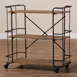 Neal Metal And Wood Kitchen Serving Cart Walnut/Black - Baxton Studio 14 Neal Metal And Wood Kitchen Serving Cart Walnut/Black - Baxton Studio -Cozy Living Deals Store GUEST b8db8ff5 b26c 4c24 a225 81eda8f8dfa0