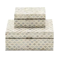 Set Of 2 Wooden Boxes With Pattern - Olivia & May -Cozy Living Deals Store GUEST b9418320 18ad 4479 8bcb e8fd23137b2d