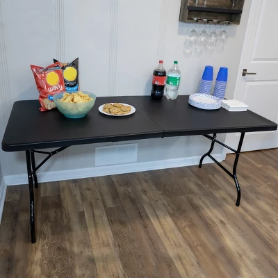 Folding Table Set - Set Of 2 Lightweight Portable Tables - 6-Foot-Long Plastic Tabletops For Camping, Parties, And Dining By Everyday Home (Black) 10 Folding Table Set - Set Of 2 Lightweight Portable Tables - 6-Foot-Long Plastic Tabletops For Camping, Parties, And Dining By Everyday Home (Black) - Image 10