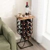 Costway 14 Bottles Wine Rack Console Table Freestanding Wine Storage With Woodtop & Wheels