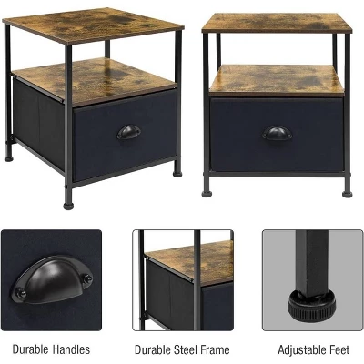 Sorbus Drawer Nightstand Shelf For Bedroom Brown 4 Sorbus Drawer Nightstand Shelf For Bedroom Brown - Image 4