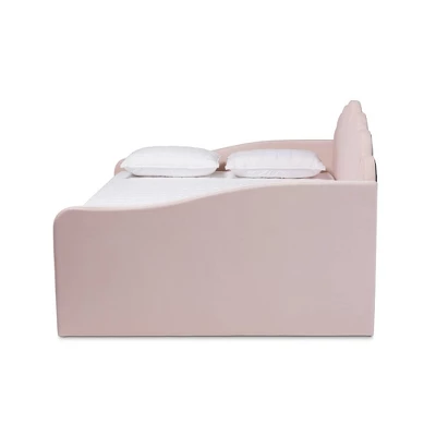 Queen Timila Velvet Fabric Upholstered Daybed Light Pink - Baxton Studio 2 Queen Timila Velvet Fabric Upholstered Daybed Light Pink - Baxton Studio - Image 2