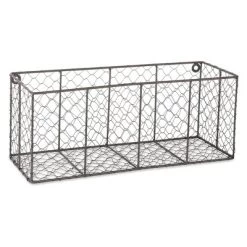 DII Chicken Wire Vintage Industrial Rustic Farmhouse Wall Medium Storage Basket For Plants, Towels, Food, And More, Gray (2 Pack)