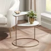 Kensington Hill Modern 2-Tier Half-Moon Gold Accent Side End Table 25" X 22 1/4" White Tempered Glass For Living Room Bedroom Home