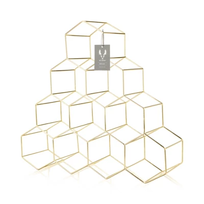 Viski Geo Gold Bottle Wine Rack, Honeycomb Design 3 Viski Geo Gold Bottle Wine Rack, Honeycomb Design - Image 3