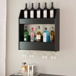 2 Tier Floating Wine And Liquor Rack Black - Prepac -Cozy Living Deals Store GUEST bc46c71d f9fa 4213 8b50 95966171022f