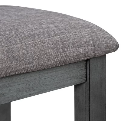 6-Piece Farmhouse Rustic Wooden Dining Table Set With 4 Chairs And Bench, Antique Gray - ModernLuxe 9 6-Piece Farmhouse Rustic Wooden Dining Table Set With 4 Chairs And Bench, Antique Gray - ModernLuxe - Image 9