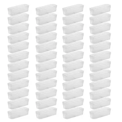 Sterilite 13538608 Narrow Storage Trays With Sturdy Banded Rim And Textured Bottom For Desktop And Drawer Organizing, Clear (48 Pack)