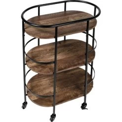 Honey-Can-Do 3 Tier Oval Bar Cart Walnut -Cozy Living Deals Store GUEST bca52f83 a736 4d7d a8d0 e3e0e2829492