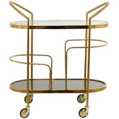 Contemporary Metal And Smoke Glass Bar Cart Gold - Olivia & May -Cozy Living Deals Store GUEST bcac44fe fe94 45a7 92ae 80939217c9eb