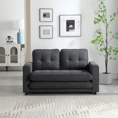 Convertible Folding Futon Sofa Bed, Dark Gray - ModernLuxe 1 Convertible Folding Futon Sofa Bed, Dark Gray - ModernLuxe