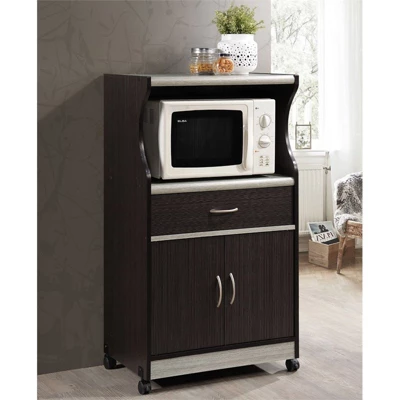 Microwave Kitchen Cart In Chocolate Gray - Hodedah 1 Microwave Kitchen Cart In Chocolate Gray - Hodedah