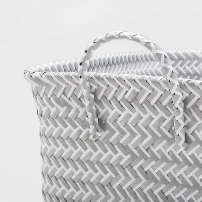 Large Woven Rectangular Storage Basket Gray/White - Brightroom™ 2 Large Woven Rectangular Storage Basket Gray/White - Brightroom™ - Image 2